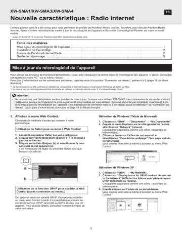 XW-SMA1 | XW-SMA3 | Pioneer XW-SMA4 Manuel utilisateur | Fixfr