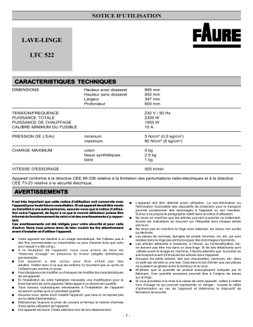 Faure LTC522 Manuel utilisateur | Fixfr