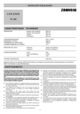 Zanussi TL402 Manuel utilisateur