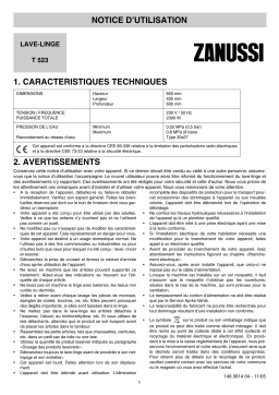 Zanussi T523 Manuel utilisateur