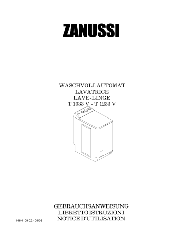 T1033V | Zanussi T1233V Manuel utilisateur | Fixfr