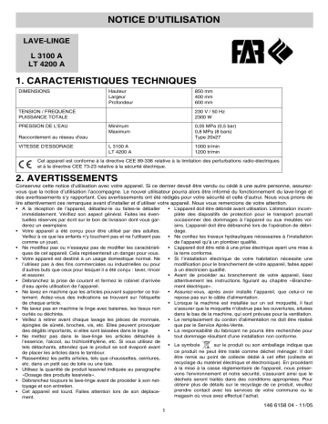 L3100A | Far LT4200A Manuel utilisateur | Fixfr