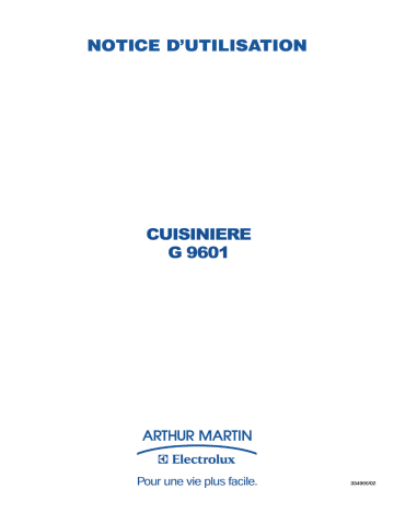 ARTHUR MARTIN ELECTROLUX G9601CCX Manuel utilisateur | Fixfr