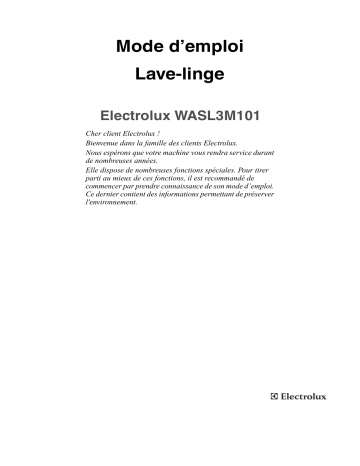 WASL3M101 | Electrolux WASL3M102 Manuel utilisateur | Fixfr