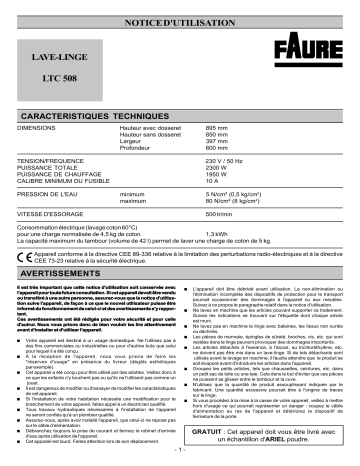 Faure LTC508 Manuel utilisateur | Fixfr