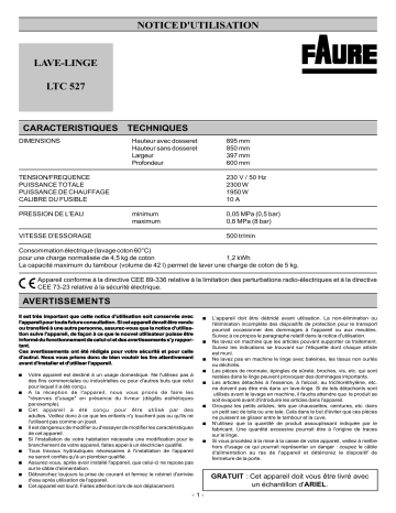 Faure LTC527 Manuel utilisateur | Fixfr