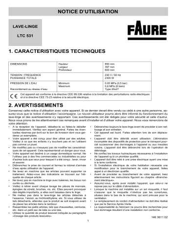 Faure LTC531 Manuel utilisateur | Fixfr