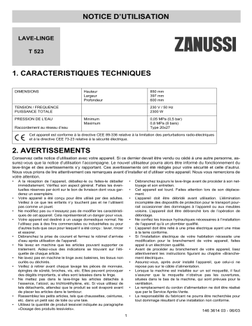 Zanussi T523 Manuel utilisateur | Fixfr