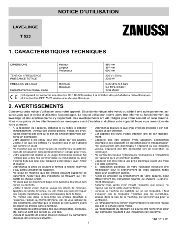 Zanussi T523 Manuel utilisateur | Fixfr