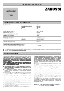 Zanussi T822 Manuel utilisateur