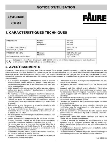 Faure LTC650 Manuel utilisateur | Fixfr