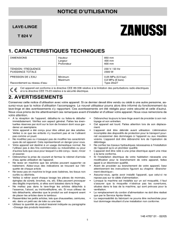 Zanussi T824V Manuel utilisateur | Fixfr