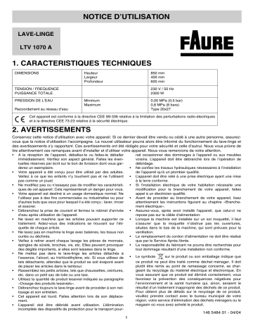 Faure LTV1070A Manuel utilisateur | Fixfr