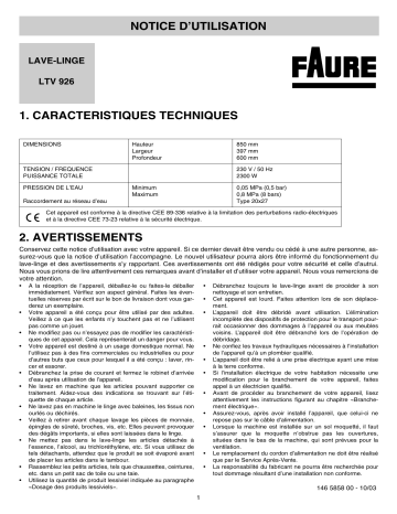 Faure LTV926 Manuel utilisateur | Fixfr