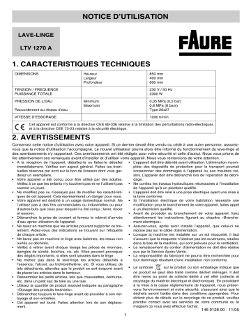 Faure LTV1270A Manuel utilisateur | Fixfr