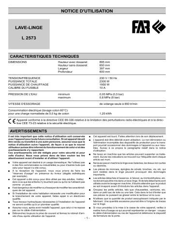 Far L2573 Manuel utilisateur | Fixfr