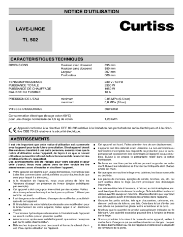 Curtiss TL502 Manuel utilisateur | Fixfr