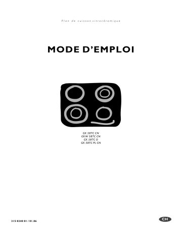 GK58TCPLCN | GKW58TCCN | GK58TCCN | Electrolux GK58TCO Manuel utilisateur | Fixfr