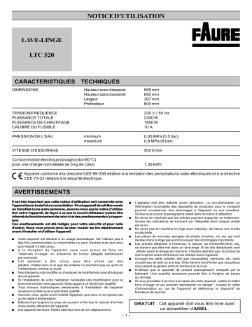 Faure LTC520 Manuel utilisateur | Fixfr