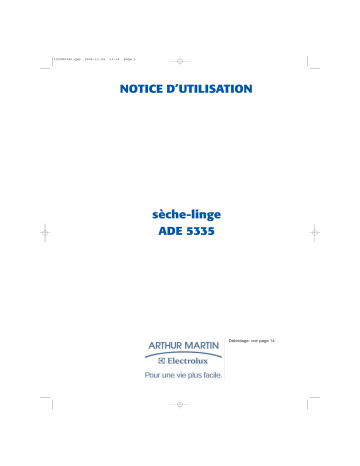 ARTHUR MARTIN ELECTROLUX ADE5335 Manuel utilisateur | Fixfr