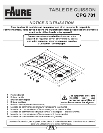 CPG701T | CPG701X | Faure CPG701W Manuel utilisateur | Fixfr