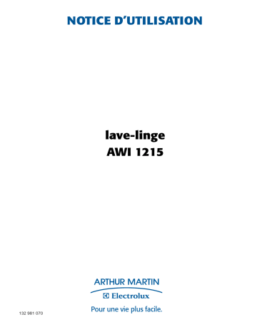 ARTHUR MARTIN ELECTROLUX AWI1215 Manuel utilisateur | Fixfr