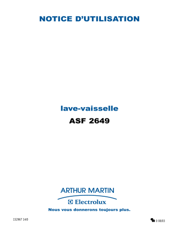 ARTHUR MARTIN ELECTROLUX ASF2649 Manuel utilisateur | Fixfr