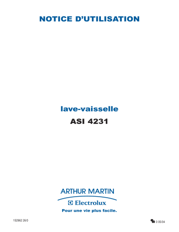 ASI4231N | ASI4231W | ASI4231ALU | ARTHUR MARTIN ELECTROLUX ASI4231X Manuel utilisateur | Fixfr