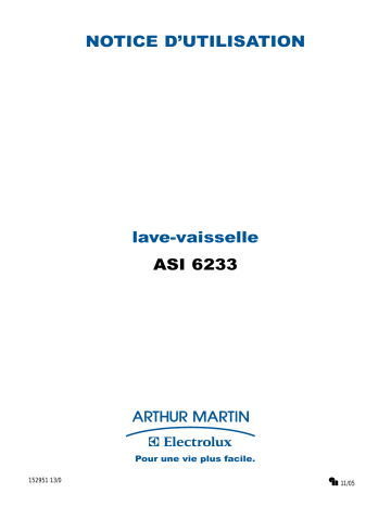 ASI6233N | ARTHUR MARTIN ELECTROLUX ASI6233ALU Manuel utilisateur | Fixfr