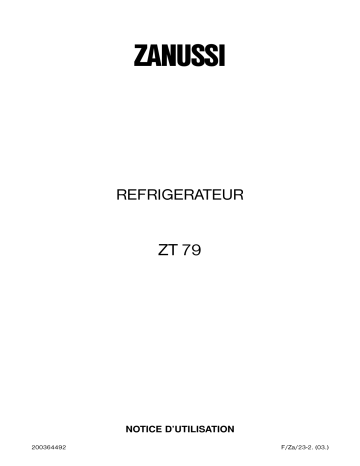 Zanussi ZT 79 Manuel utilisateur | Fixfr