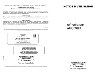 ARTHUR MARTIN ELECTROLUX ARC7624 Manuel utilisateur | Fixfr