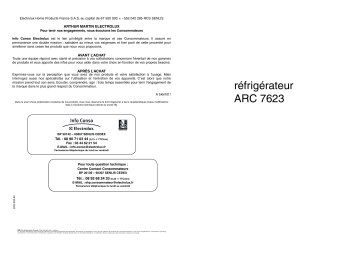 ARTHUR MARTIN ELECTROLUX ARC7623 Manuel utilisateur | Fixfr