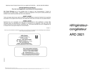 ARTHUR MARTIN ELECTROLUX ARD2821 Manuel utilisateur | Fixfr