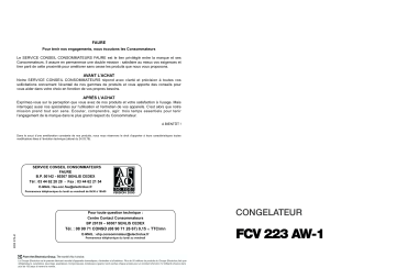 Faure FCV223AW/1 Manuel utilisateur | Fixfr