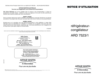 ARTHUR MARTIN ELECTROLUX ARD7523/1 Manuel utilisateur | Fixfr