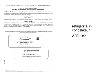 ARTHUR MARTIN ELECTROLUX ARD1821 Manuel utilisateur | Fixfr