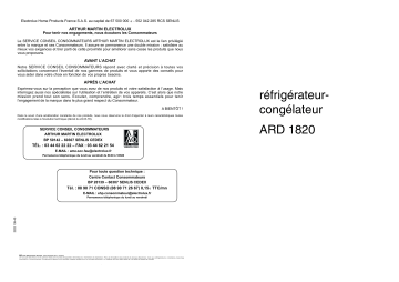 ARTHUR MARTIN ELECTROLUX ARD1820 Manuel utilisateur | Fixfr