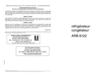 ARTHUR MARTIN ELECTROLUX ARB8122 Manuel utilisateur | Fixfr