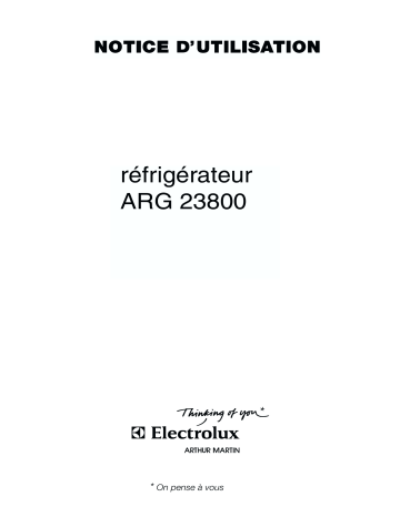 ARTHUR MARTIN ELECTROLUX ARG23800 Manuel utilisateur | Fixfr