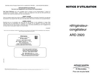 ARTHUR MARTIN ELECTROLUX ARD2920 Manuel utilisateur | Fixfr