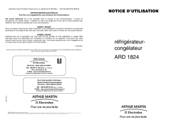 ARTHUR MARTIN ELECTROLUX ARD1824 Manuel utilisateur | Fixfr