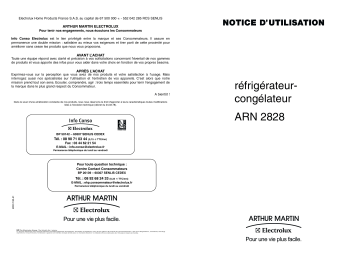 ARTHUR MARTIN ELECTROLUX ARN2828 Manuel utilisateur | Fixfr