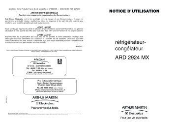 ARTHUR MARTIN ELECTROLUX ARD2924MX Manuel utilisateur | Fixfr