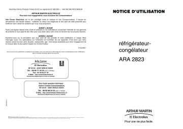 ARTHUR MARTIN ELECTROLUX ARA2823 Manuel utilisateur | Fixfr