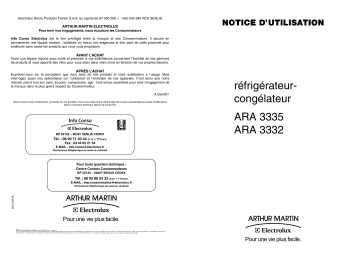 ARTHUR MARTIN ELECTROLUX ARA3332 Manuel utilisateur | Fixfr