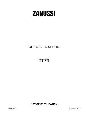 Zanussi ZT79 Manuel utilisateur | Fixfr