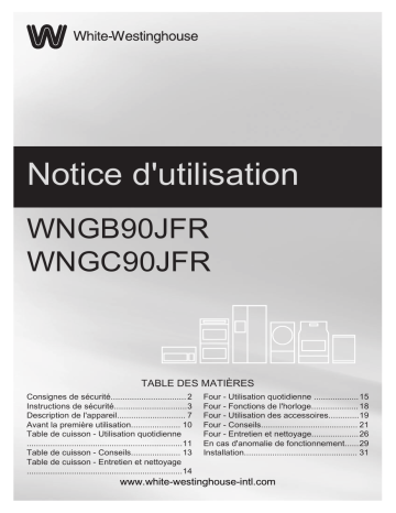 WNGB90JFRW | WNGC90JFRS | WNGB90JFRS | White Westinghouse WNGC90JFRW Manuel utilisateur | Fixfr