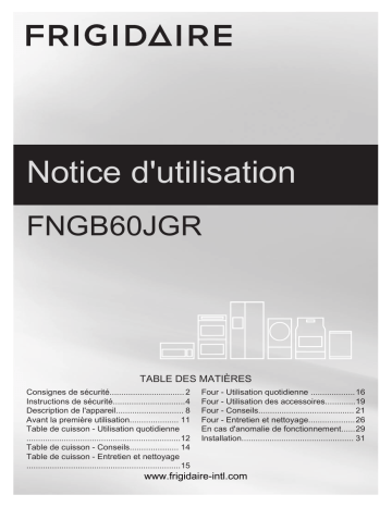 FNGB60JGRS | Frigidaire FNGB60JGRW Manuel utilisateur | Fixfr