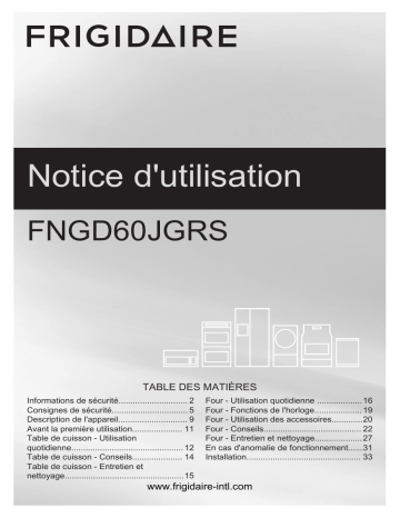 Frigidaire FNGD60JGRS Manuel utilisateur | Fixfr