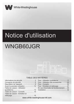 White Westinghouse WNGB60JGRS Manuel utilisateur